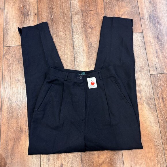 J.CREW VTG Tapered-Leg High Waist 100% Wool Black Pants Womens 8 NWT Made in USA - Picture 2 of 10